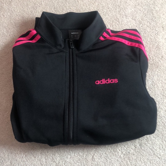Black Adidas sweater with pink stripes - Picture 4 of 5